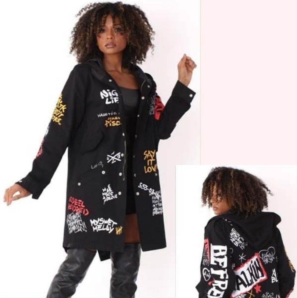 Black Grunge Hoodie Jacket